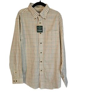 NWT LL Bean Wrinkle Resistant Plaid Window Pane Button Down Shirt, Men's M